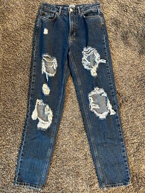 BDG Urban Outfitters Women’s Mom High-Rise Dark Wash Ripped Jeans